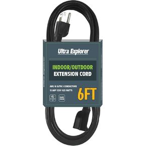 10 Ft 16/3 Outdoor Extension Cord Waterproof - 16 Gauge 3 Prong Electric Cord, SJTW, 13A 1625W 125V, Grounded Plug Extension Wire, Black