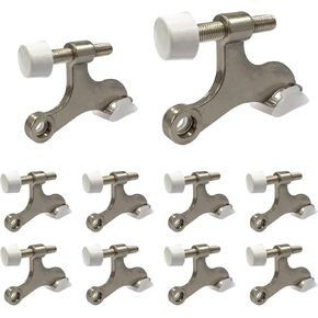 10 Pack Hinge Door Stoppers, Heavy Duty Door Stopper Hinge, Rubber Bumper Tips, Zinc Alloy (Black)