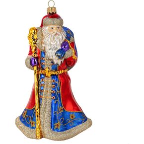 Miss Christmas 2024 Collection Festive Santa 7.5-Inch Blown Glass Christmas Tree Ornament (Classic Santa with Gifts)
