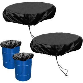 55 Gallon Drum Cover - Stretchable Adjustable Drum Cover with Drawstring, Oxford Cloth All-Weather Protection, 2 Pack