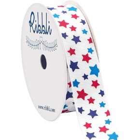 شريط Ribbli Grosgrain Stars الوطني، 1-1/2 بوصة × 10 ياردة، أبيض/كحلي/أزرق/أحمر، يستخدم في يوم الذكرى، يوم المحاربين القدامى، الرابع من يوليو، يوم الرئيس، ديكورات الولايات المتحدة الأمريكية