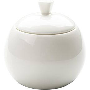 Sizikato Pure White Porcelain Sugar and Creamer Set, 14 Oz Salt Bowl with Lid and 10 Oz Creamer Pitcher