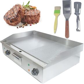 29"commercial griddle, 110V 3000W electric griddle, non-stick electric flat top grill, plancha para cocinar commercial cooking equipment countertop griddle commercial electric griddle