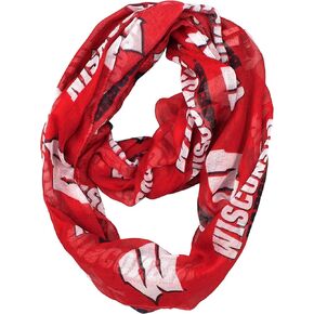 Littlearth NCAA Wisconsin Badgers Sheer Infinity Scarf, Team Color, 70" x 25"
