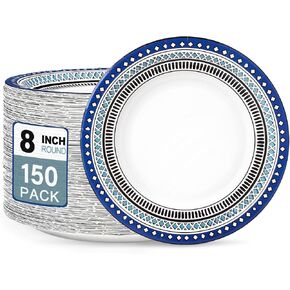 Paper plates 10 Inch, 120 Count Bulk Disposable Plates Thickened Printed Heavy Duty Paper Plates for Party, Wedding, Dinner, Kitchen, Picnic and Everyday Use, Soak Proof, Cut Proof