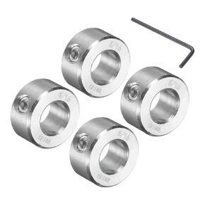 uxcell 4 Pcs Set Screw Shaft Collar 5/16"Bore, 304 Stainless Steel Shaft Collars, 5/8"OD, 5/16"Thickness, Axle Collar Clamp with a Hex Wrench