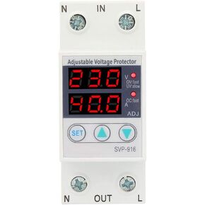 Current Protector, Intelligent Single Phase Adjustable Over Voltage Under Voltage Current Protector - 230VAC(40A)