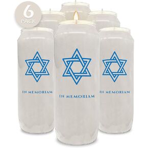 شموع ياهرزيت التذكارية من Ner Mitzvah لمدة 9 أيام، عبوة واحدة - جرة بلاستيكية - شموع عمودية بطول 7 بوصات للدين والصلاة والوقفة الاحتجاجية