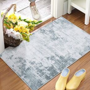 IMINROME Modern Abstract Runner Rug 2x6 Washable Laundry Room Hallway Area Rug Bedroom Carpet Runner, Soft Non-Skid Rug Runner Blue Floor Mats for Living Room Kitchen Entryway