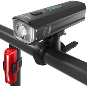 Bike Lights Front and Back, 1200 Lumen Bicycle Light for Night Riding, Rechargeable USB-C Strong Brightness Bike Headlight with Tail Light with 4+5 Light Modes for Cyclists and Commuters
