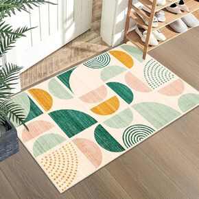 MUJOO Green Runner Rug Washable,Boho 2x6 Area Rugs for Hallways Kitchen Bathroom Bedroom Entryway,Non Slip Carpet Long Mat Indoor,Soft Modern Abstract Sage Green