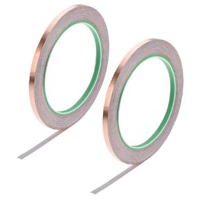 uxcell Double Sided Conductive Tape Copper Foil Tape Adhesive 10mm x 20m/21.8yards Length for Guitar, EMI Shielding Crafts, Electrical Repairs, Stained Glass 2 Roll