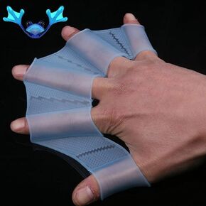 Silicone Swim Gear Fins Hand Webbed Flippers Training Glove Fingers Hand Palm Webbed Flippers Training Gloves Water Resistance Water Sports Swimming Aquatic Gloves