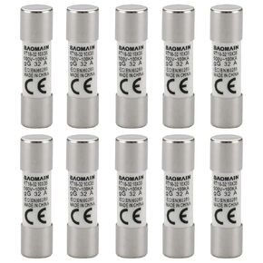 Baomain Fuse Link RT18-32 (RO15 RT14 RT19) 32A Cylindrical Ceramic Tube 10x38mm 500V CE listed Pack of 10