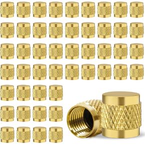 CD2245 1/4 Flare Cap 1/4" Brass HVAC Cap with o Ring 1/4 inch Flare Cap for Refrigeration Access Ports (50 Pcs)