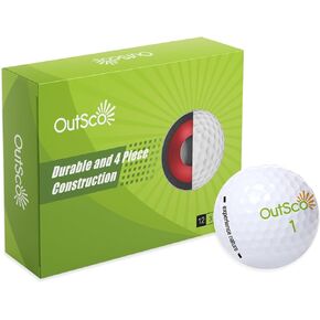 Golf Balls, Premium Distance Golf Ball - 12 Balls Total (4 Pack / 3pcs/Pack), Soft Feel & Low Spin, White Finish, Performance 4 Layers Long Range Enhanced Control