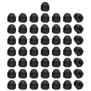 50 Pieces M6 Nylon Acorn Nut Plastic Bolt Nut Caps Inner Threaded Cap Nuts Hex Cap Nut Inner Threaded Protection Cover Acorn Dome Nuts Decorative Cap Nuts for Screws Bolts, Black