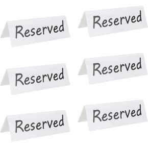 6 Pack Acrylic Reserved Table Signs for Wedding Party Restaurant - Double Sided Reserved Tent Sign for Tables Chairs - Wedding Accessories Guest Reservation Sign - 7.9 x 2.7 Inches - Black