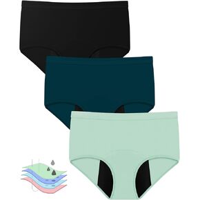 OVRUNS Period Panites for Women Leakproof Period Underwear Heavy Flow Incontinence Underwear for Menstrual Postpartum 3 Pack