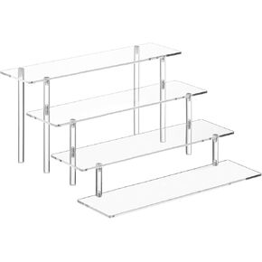 4 Tier Perfume Organizer Stand, Acrylic Risers Display Stands, Clear Display Risers, Perfume Shelf Dessert Display for Party, Figure Stand Funko POP Shelves, Cupcake Stand Holder