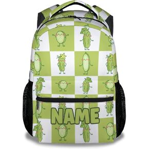 Pickle School Backpack for Boys Girls, 16 Inch Green Backpacks for Kids 6-12 Years, Lightweight Cartoon Bookbag for Elementary
