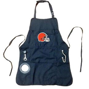 Team Sports America Outdoor NFL Black Grilling Apron | Cleveland Browns | Made of Durable Cotton | Beverage Opener and Multi-Tool | Sports and Tailgaiting Apparel