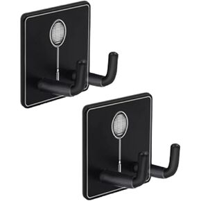 rockible 2Pcs Universal Heavy Duty Wall Mounted Tennis Racket Holder Metal Hanging Hook Tennis Racket Holder for Garage Bedroom Gym Workouts