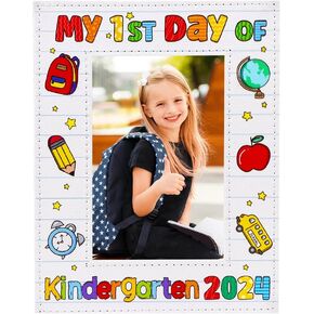 WhatSign First Day of School Frame 4x6 - My First Day of Kindergarten 2024 Wooden First Day of School Picture Frame for Kids Back to School Frame Gifts