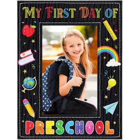 إطار WhatSign الأول لليوم المدرسي 4x6 - أول يوم لي في رياض الأطفال 2024 إطار خشبي للصور في اليوم الأول للمدرسة للأطفال هدايا إطار العودة إلى المدرسة in Kuwait