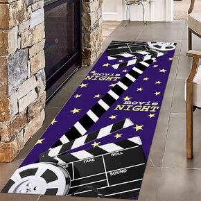 Film Area Rugs,2x7ft,Home Theater Movie Night Floor Mat Non-Slip Rug,Cinema Popcorn Design,Cinema Sign Carpet, Suitable for Living Room, Kitchen Hallway,Party