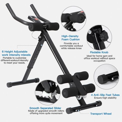 Panana Fitness ab Machine AB Workout Equipment Adjustable ab Trainer Foldable Ab Waist Trainer for Stomach Workout Exercise Home Gym in Kuwait