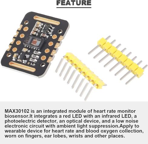 MAX30102 وحدة استشعار معدل ضربات القلب وكشف النبض ولوحة كشف تركيز الأكسجين في الدم مع كابل متوافق مع Arduino لـ STM32، حزمة من 4 in Kuwait