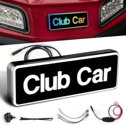 Golf Cart RGB Magic Color Front Name Plate for Club Car Tempo/Onward Premium Golf Cart Models Replace OEM 102883602, 47614573001, 7.87"×2.75" Emblem in Saudi Arabia
