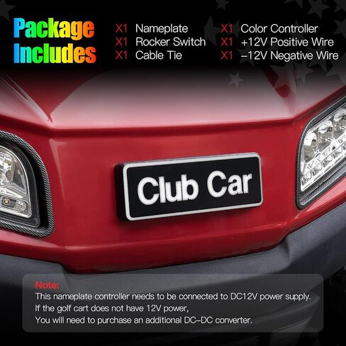 Golf Cart RGB Magic Color Front Name Plate for Club Car Tempo/Onward Premium Golf Cart Models Replace OEM 102883602, 47614573001, 7.87"×2.75" Emblem in Saudi Arabia
