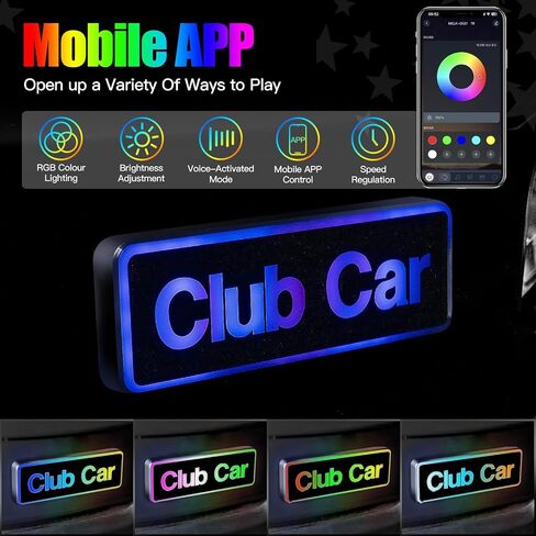 Golf Cart RGB Magic Color Front Name Plate for Club Car Tempo/Onward Premium Golf Cart Models Replace OEM 102883602, 47614573001, 7.87"×2.75" Emblem in Saudi Arabia