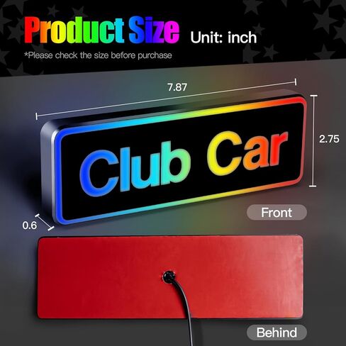 Golf Cart RGB Magic Color Front Name Plate for Club Car Tempo/Onward Premium Golf Cart Models Replace OEM 102883602, 47614573001, 7.87"×2.75" Emblem in Saudi Arabia
