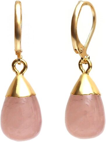 Gempires Green Amazonite Teardrop Earrings, Small Dangle Earrings with Hypoallergenic 14k Yellow Gold Plated Leverback, Everyday Wear, Gift for Mom, Wife, Girlfriend in Kuwait