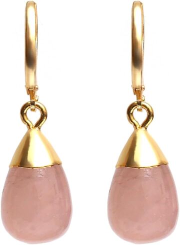 Gempires Green Amazonite Teardrop Earrings, Small Dangle Earrings with Hypoallergenic 14k Yellow Gold Plated Leverback, Everyday Wear, Gift for Mom, Wife, Girlfriend in Kuwait