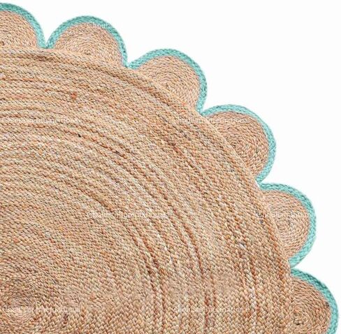4x4, 5x5, 6x6,feet Natural Jute Scallop Round Rug, Floor Scalloped Edge Rug Braided Boho Eco Large Circular Handmade Area Rugs in Saudi Arabia