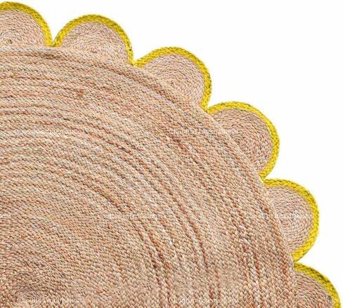 4x4, 5x5, 6x6,feet Natural Jute Scallop Round Rug, Floor Scalloped Edge Rug Braided Boho Eco Large Circular Handmade Area Rugs in Saudi Arabia