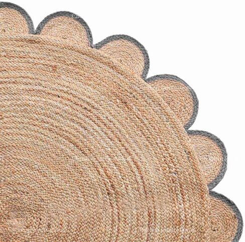 4x4, 5x5, 6x6,feet Natural Jute Scallop Round Rug, Floor Scalloped Edge Rug Braided Boho Eco Large Circular Handmade Area Rugs in Saudi Arabia