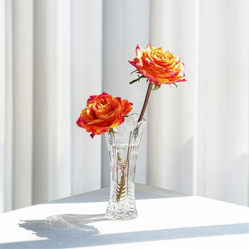 7.5 inch Clear Glass Vase Small Clear Crystal Flower Vase Modern Vase for Centerpieces Table Indoor Desk Home Decor Decorative Vase Gift for Women in Saudi Arabia
