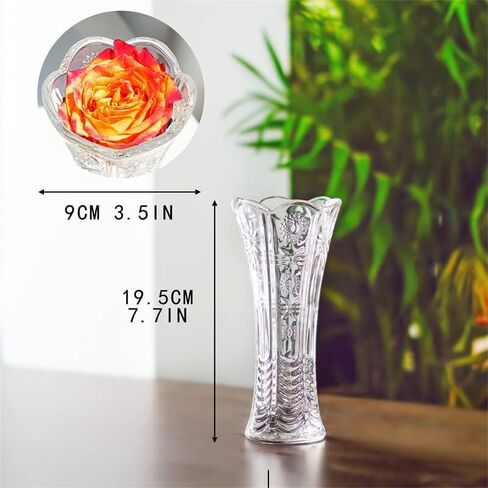 7.5 inch Clear Glass Vase Small Clear Crystal Flower Vase Modern Vase for Centerpieces Table Indoor Desk Home Decor Decorative Vase Gift for Women in Saudi Arabia