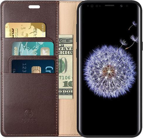 for Samsung Galaxy S9+ / S9 Plus 6.2" Wallet Case，Cowhide Genuine Leather Folio Flip Cover Shell Anti-Fall Shockproof TPU [RFID Blocking] Credit Card Holder [Kickstand Function] Folding,Men Blue in Saudi Arabia
