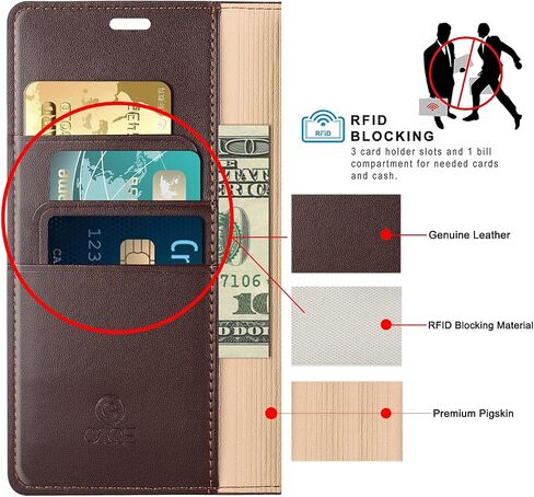 for Samsung Galaxy S9+ / S9 Plus 6.2" Wallet Case，Cowhide Genuine Leather Folio Flip Cover Shell Anti-Fall Shockproof TPU [RFID Blocking] Credit Card Holder [Kickstand Function] Folding,Men Blue in Saudi Arabia