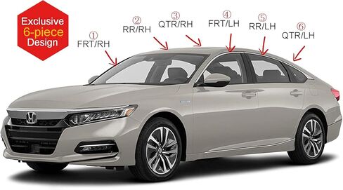 مجموعة أقنعة النافذة الواقية من المطر بشريط من AUTOCLOVER مكونة من 6 قطع لسيارة Honda Accord 2018 2019 2020 2021 2022 / عاكسات النوافذ، ظلال فتحات التهوية خارج القناة (كروم) in Kuwait