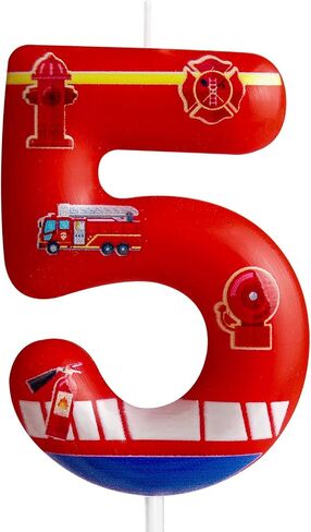 3rd Birthday Candle Firetruck Number 3 Candle Fire Truck Cake Decoration Birthday Party Supplies Red Firefighter Extinguisher Themed Cake Topper Decorations for Kids Boy Girl Party Decor Supplies in Saudi Arabia