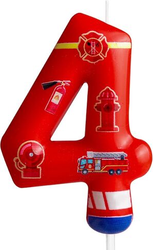 3rd Birthday Candle Firetruck Number 3 Candle Fire Truck Cake Decoration Birthday Party Supplies Red Firefighter Extinguisher Themed Cake Topper Decorations for Kids Boy Girl Party Decor Supplies in Saudi Arabia