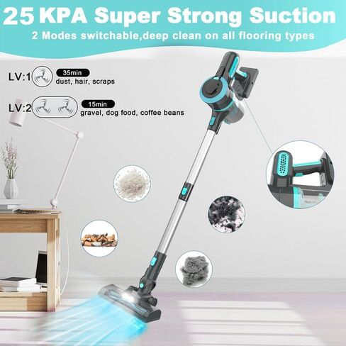 Cordless Vacuum Cleaner, 2024 New Upgrade Cordless Vacuum Cleaner, 25Kpa Cordless Vacuum Cleaner with 120000 RPM High-Speed Brushless Motor,35 Mins Rechargeable Battery for Hardwood Floor in Saudi Arabia