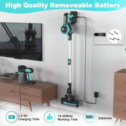 Cordless Vacuum Cleaner, 2024 New Upgrade Cordless Vacuum Cleaner, 25Kpa Cordless Vacuum Cleaner with 120000 RPM High-Speed Brushless Motor,35 Mins Rechargeable Battery for Hardwood Floor in Saudi Arabia
